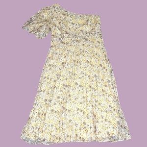 ASOS Plus Size 14 One shoulder yellow floral embroidered formal midi dress